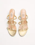 Valentino Rockstud Slide Sandal In Laminated Nappa 60Mm - Image 2